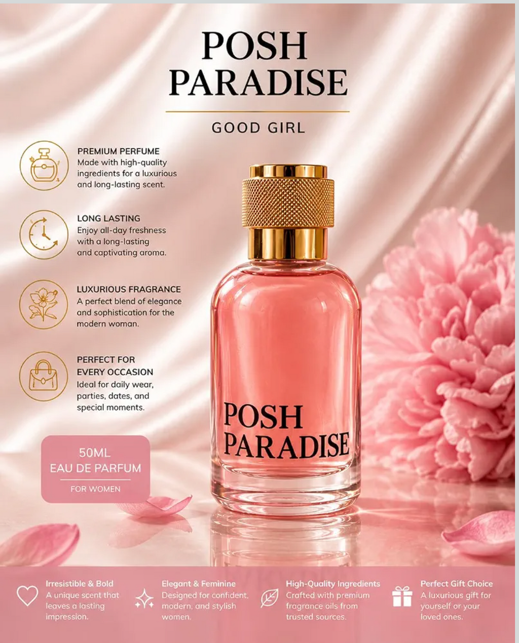 Good Girl Luxury Perfume for Women | 50ml Eau De Parfum Spray | Daily & party use